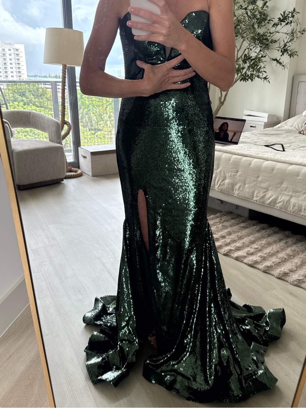 Jovani Strapless Sequin Mermaid Gown - Emerald Green